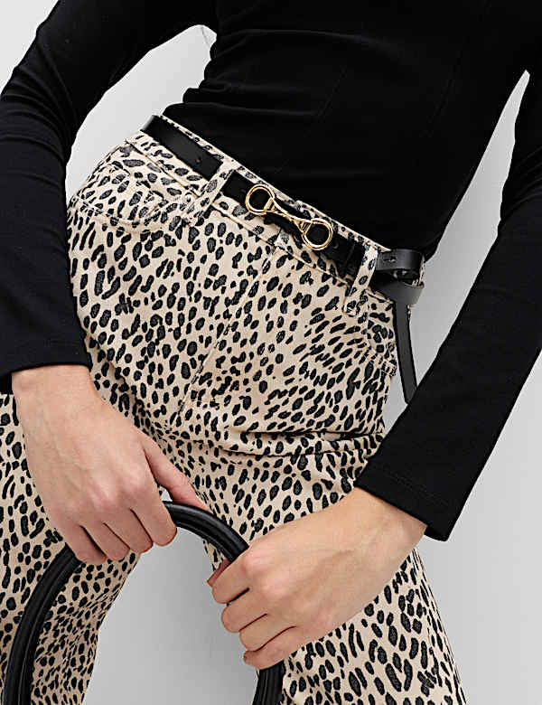 Jean taille normale coupe barrel &agrave; imprim&eacute; animal - FR