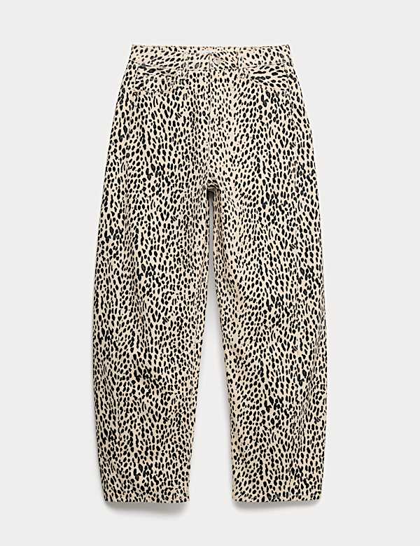 Jean taille normale coupe barrel &agrave; imprim&eacute; animal - FR