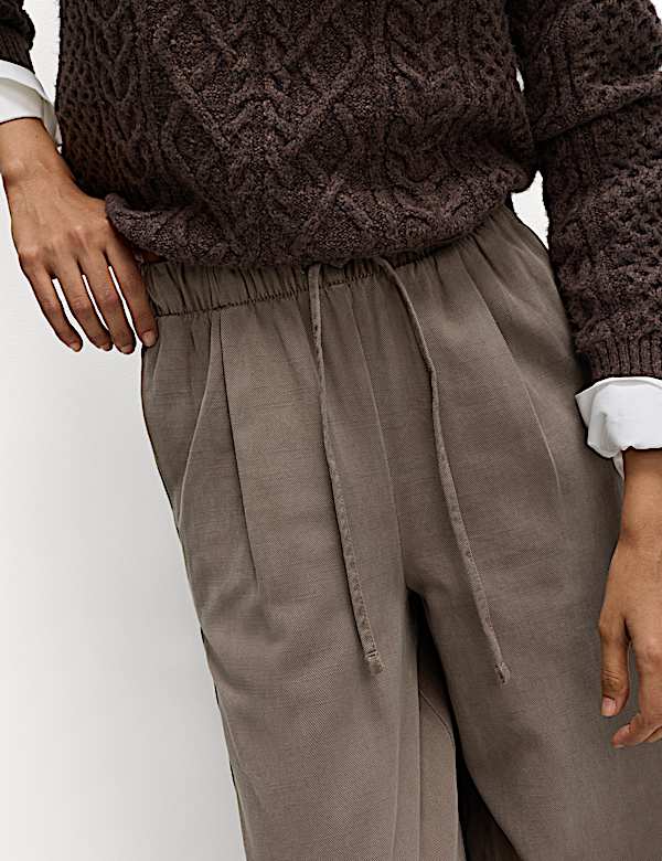 Lyocell Blend Pull On Wide Leg Trousers