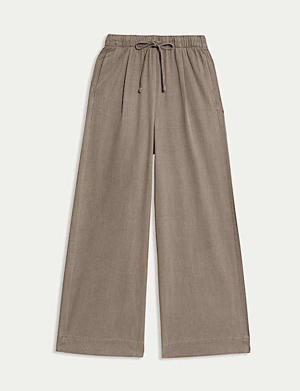 Lyocell Blend Pull On Wide Leg Trousers - NZ
