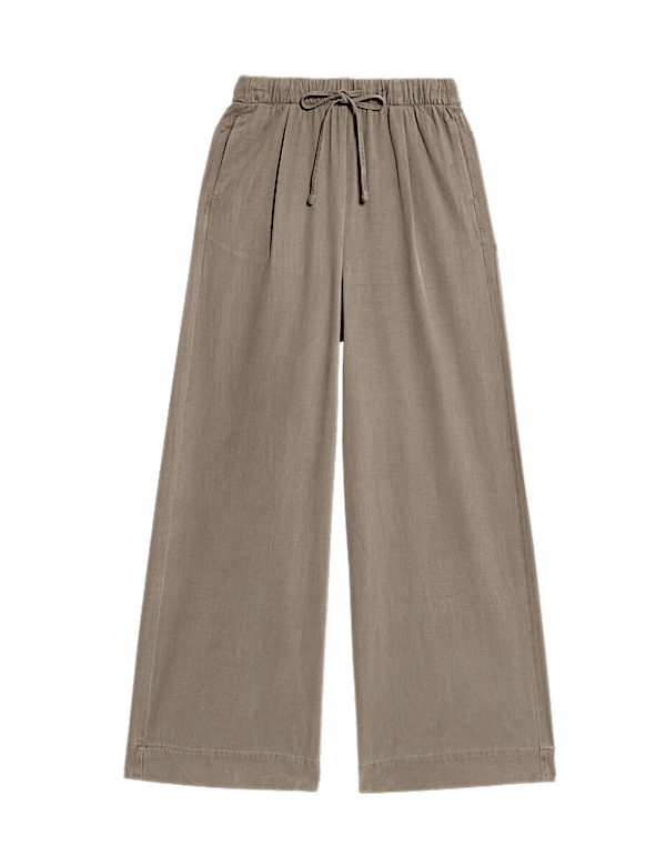 Lyocell Blend Pull On Wide Leg Trousers
