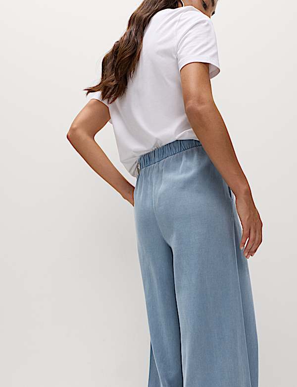 Lyocell Blend Pull On Wide Leg Trousers