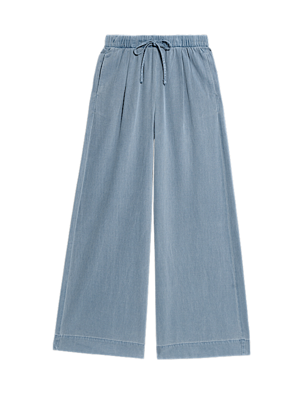 Lyocell Blend Pull On Wide Leg Trousers