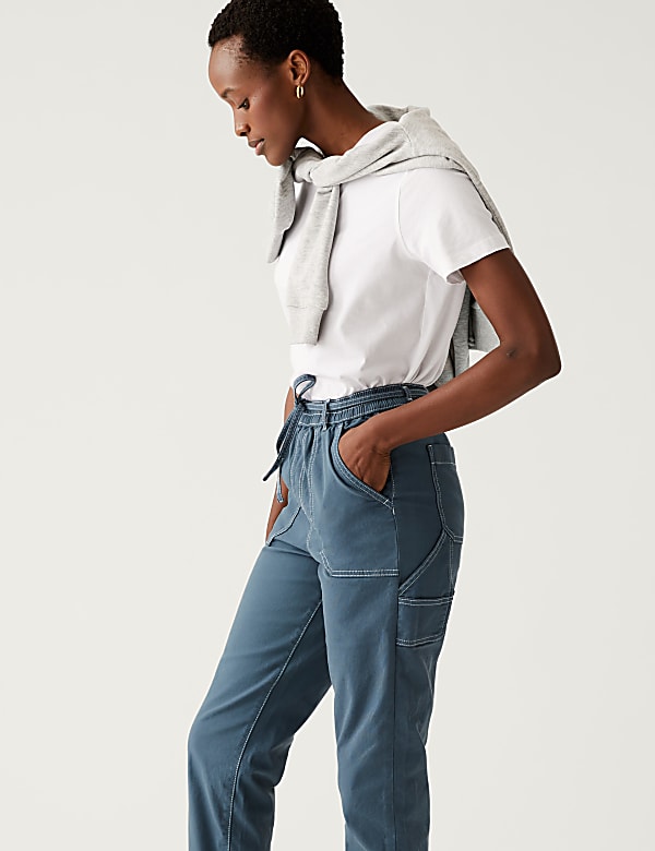 Cotton Rich Contrast Stitch Slim Fit Joggers