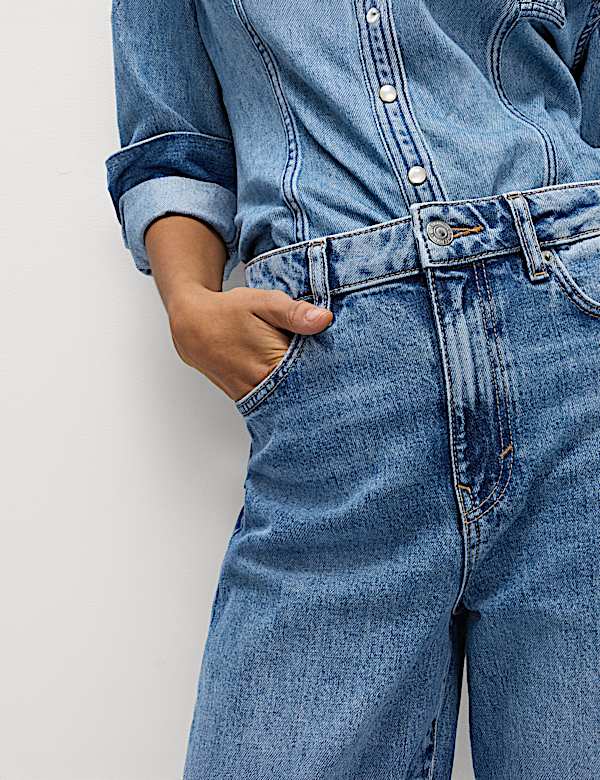 Premium Wide Leg Turn Up Jeans - US