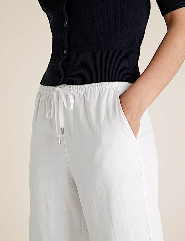 Linen Rich Wide Leg Trousers - CZ