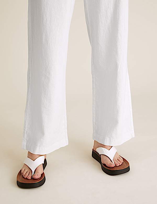 Linen Rich Wide Leg Trousers - CZ