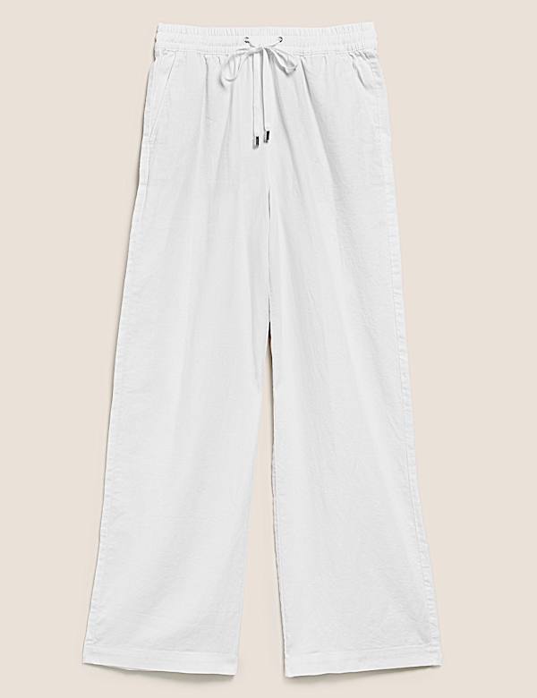 Linen Rich Wide Leg Trousers - CZ