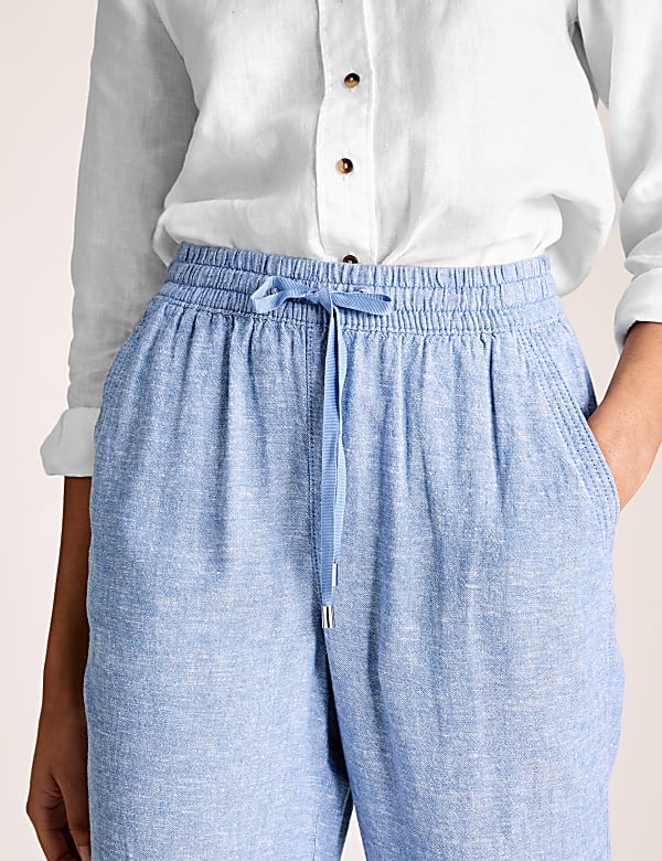Linen Tapered Ankle Grazer Trousers