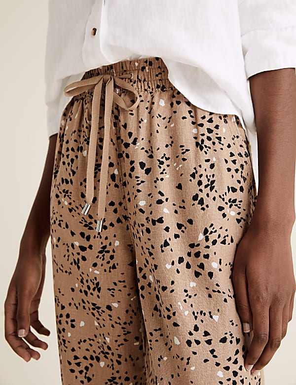 Flax Linen Mix Printed Regular Fit Trouser