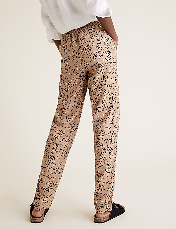 Flax Linen Mix Printed Regular Fit Trouser