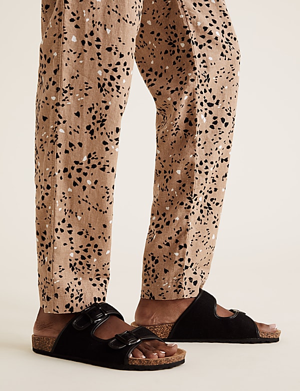 Flax Linen Mix Printed Regular Fit Trouser