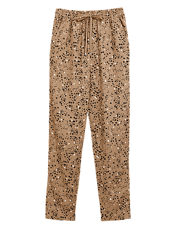 Flax Linen Mix Printed Regular Fit Trouser