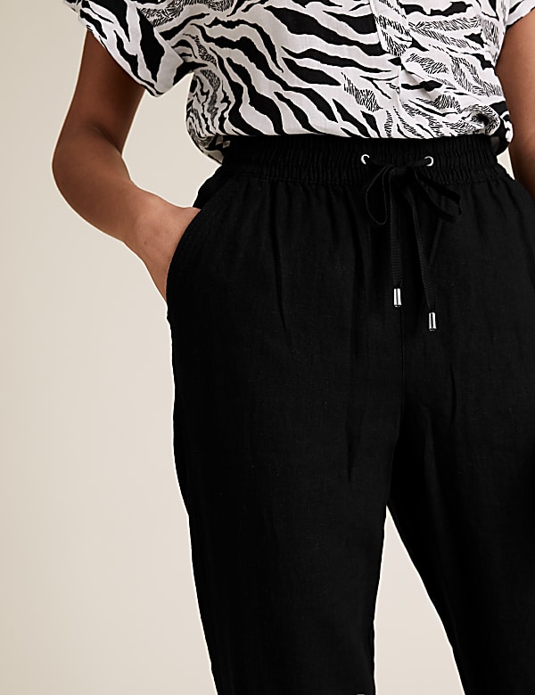 Linen Rich Tapered Ankle Grazer Trousers