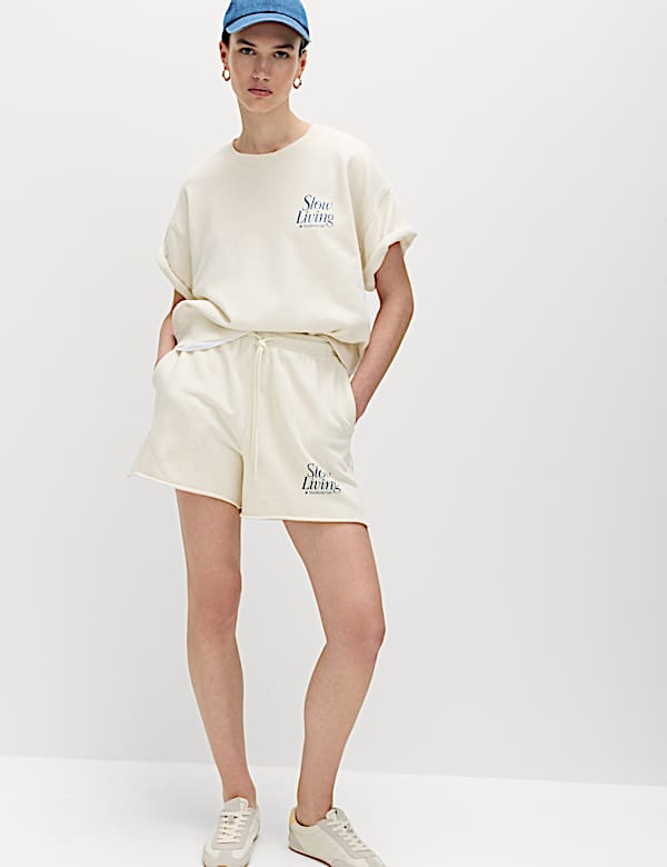 Pure Cotton High Waisted Jogger Shorts - IS