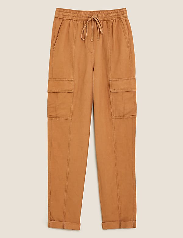 Linen Tencel Cargo Tapered Trouser