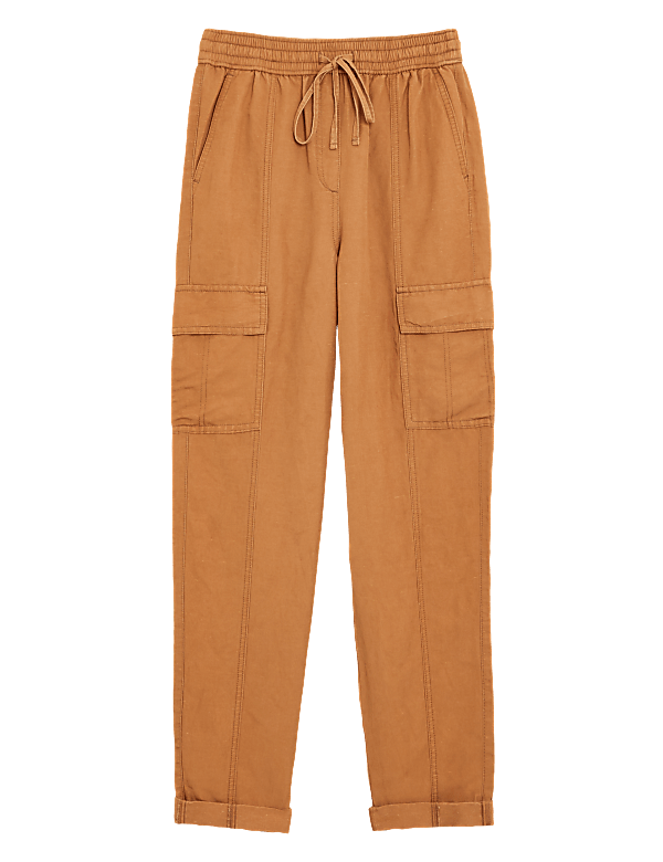 Linen Tencel Cargo Tapered Trouser
