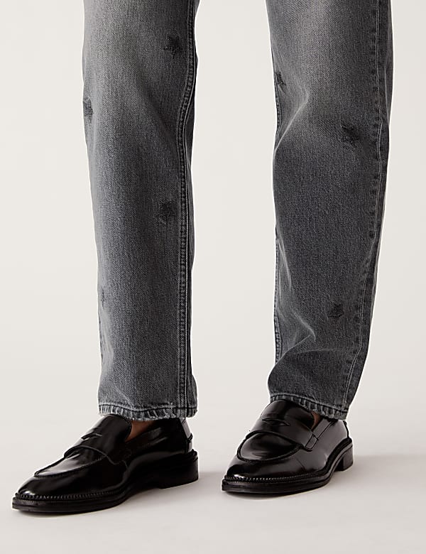 Boyfriend Embroidered Ankle Grazer Jeans