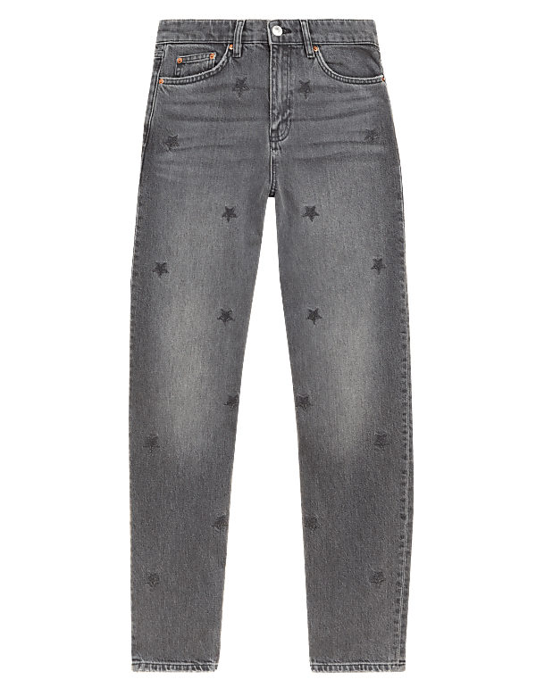 Boyfriend Embroidered Ankle Grazer Jeans