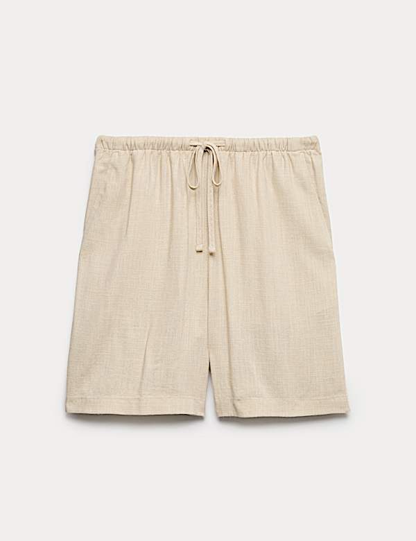 Pull On High Waisted Shorts with Linen