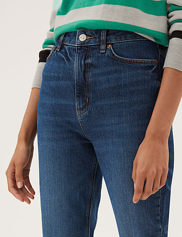 Cotton Blend Straight Leg Ankle Grazer Jeans