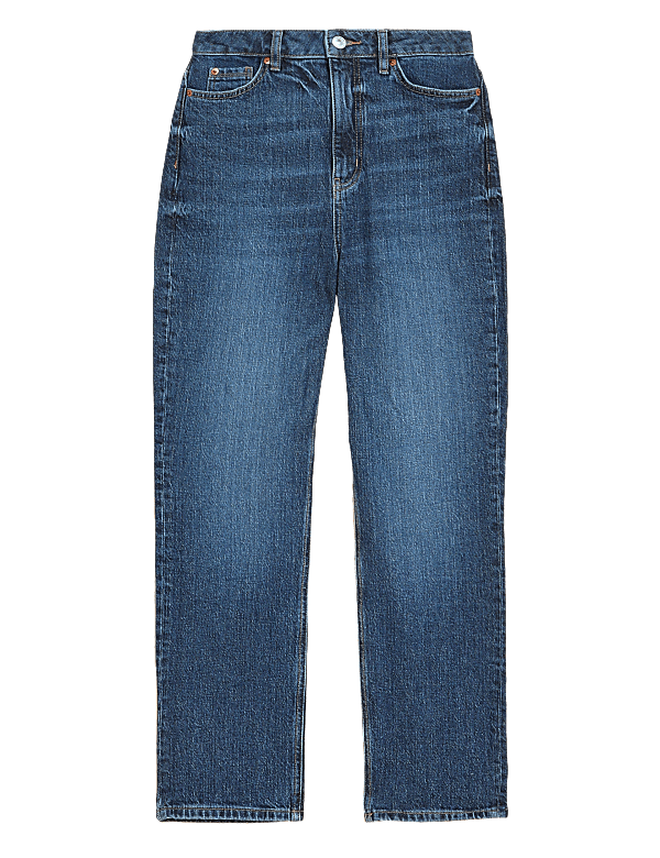 Cotton Blend Straight Leg Ankle Grazer Jeans