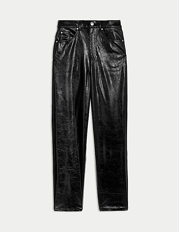 Leather Look Straight Leg Ankle Grazer Trousers - VN