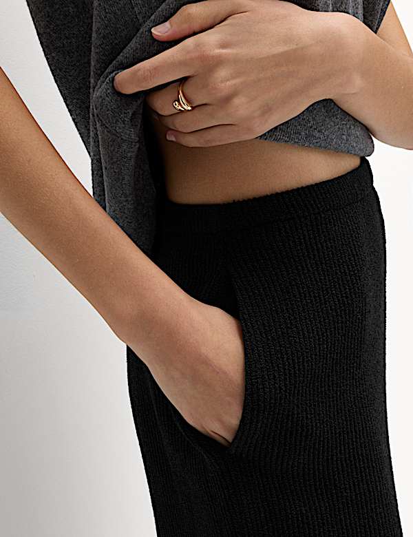 Brushed Rib Wide Leg Trousers - FI