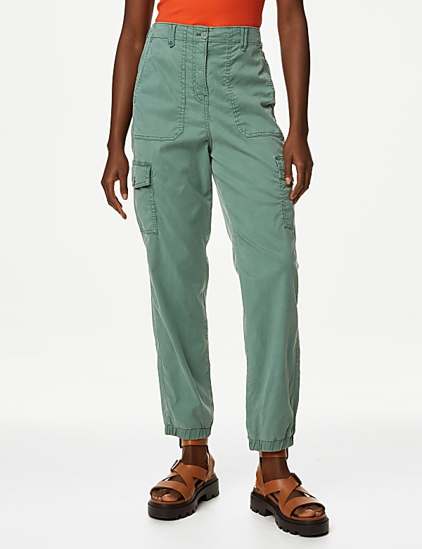 Lyocell Rich Cargo Tea Dyed Trousers
