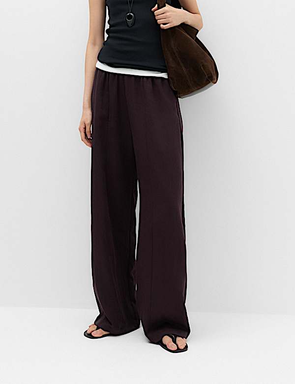 Lyocell Rich Elasticated Waist Wide Leg Trousers - BE
