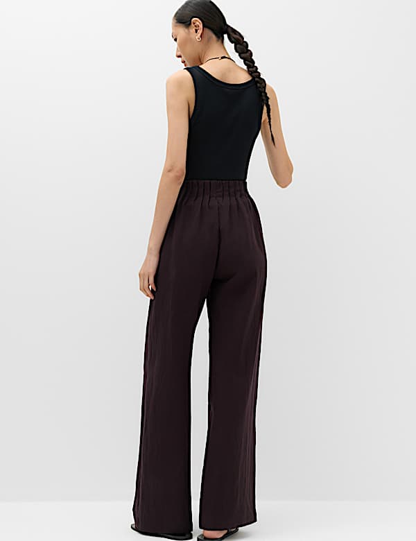 Lyocell Rich Elasticated Waist Wide Leg Trousers - BE