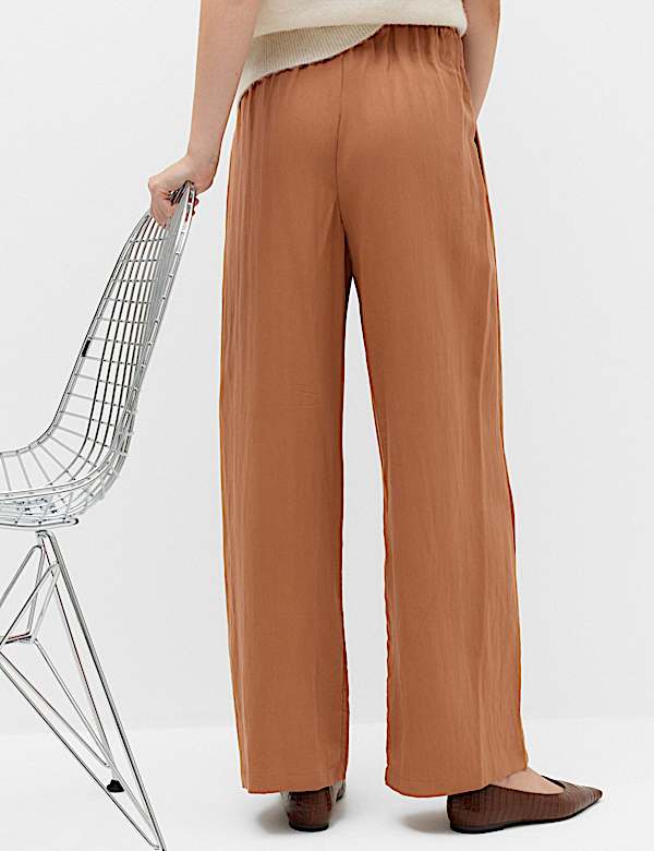 Lyocell Rich Elasticated Waist Wide Leg Trousers - TW