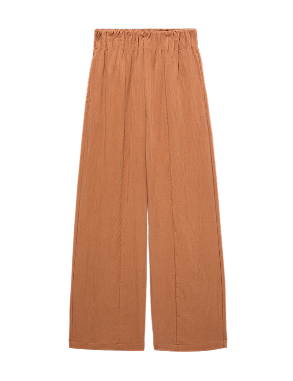Lyocell Rich Elasticated Waist Wide Leg Trousers