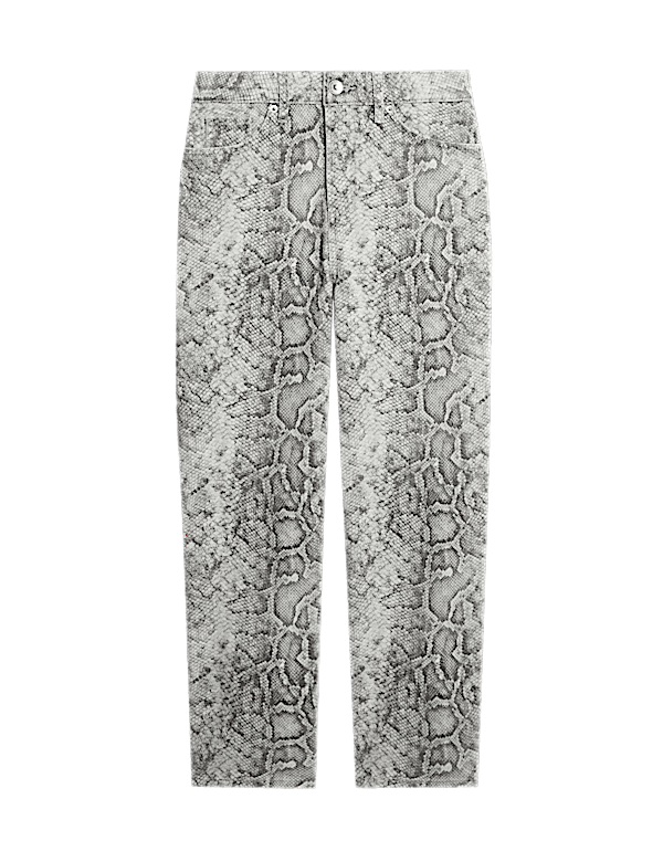 High Waisted Animal Straight Leg Jeans