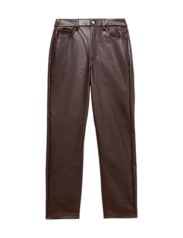 Faux Leather Straight Leg Trousers