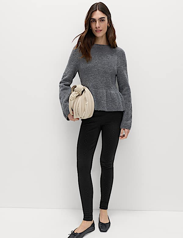 טייץ בגזרה גבוהה עם עיטור יהלומים - IL