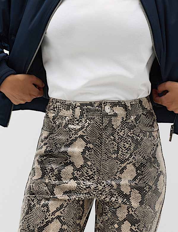 Faux Leather High Waisted Straight Leg Trousers - UA