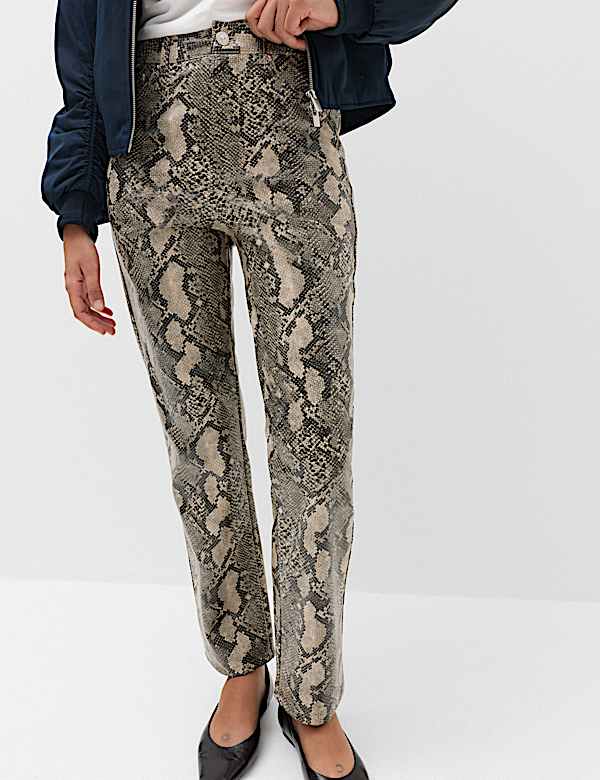 Faux Leather High Waisted Straight Leg Trousers - UA