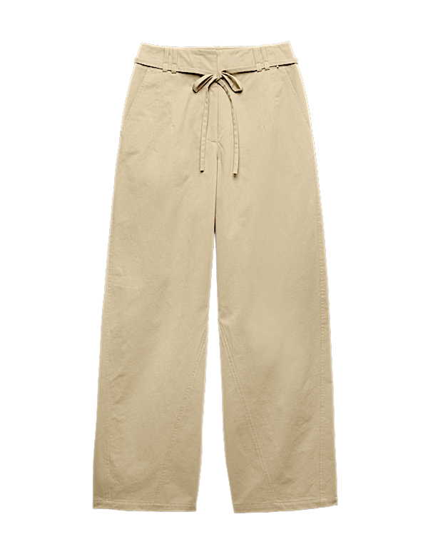 Pure Cotton Barrel Leg Trousers