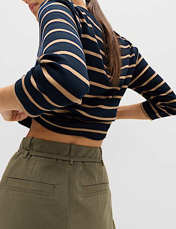 Pure Cotton Barrel Leg Trousers