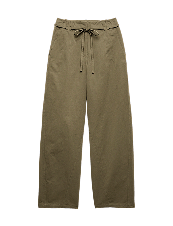 Pure Cotton Barrel Leg Trousers