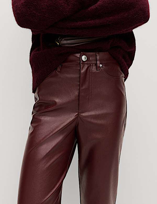 Faux Leather Straight Leg Trousers - CA