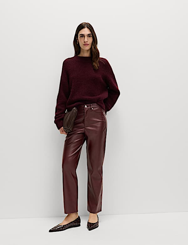 Faux Leather Straight Leg Trousers - IT