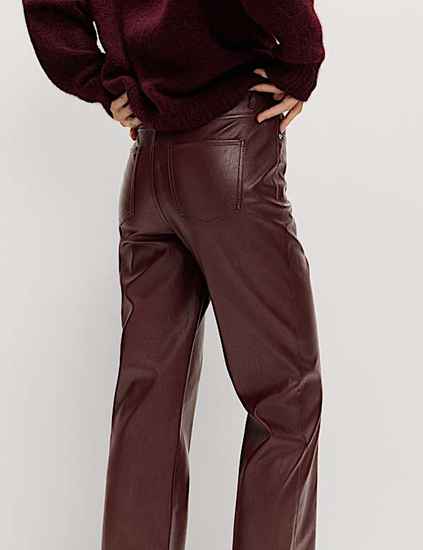Faux Leather Straight Leg Trousers