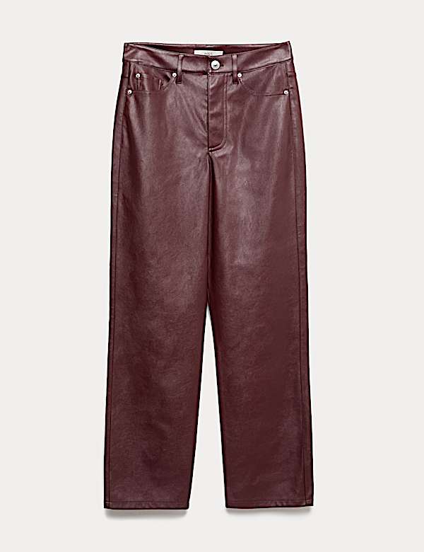 Faux Leather Straight Leg Trousers - IT
