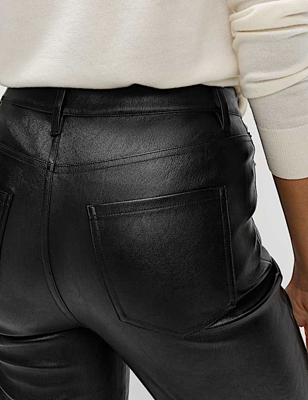 Faux Leather Straight Leg Trousers