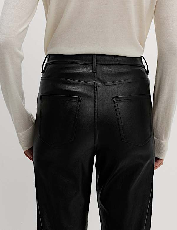 Faux Leather Straight Leg Trousers