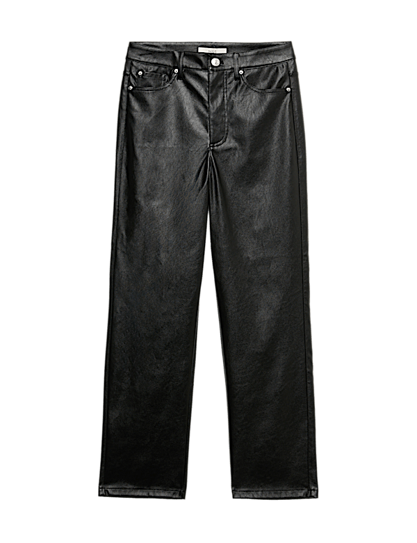 Faux Leather Straight Leg Trousers