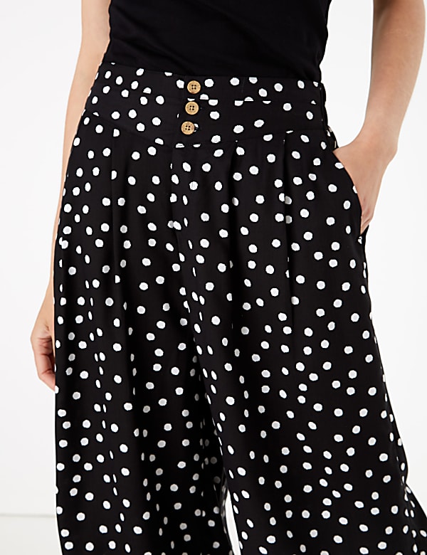 Buy Polka Dot Wide Leg Cropped Trousers at Marks Spencer