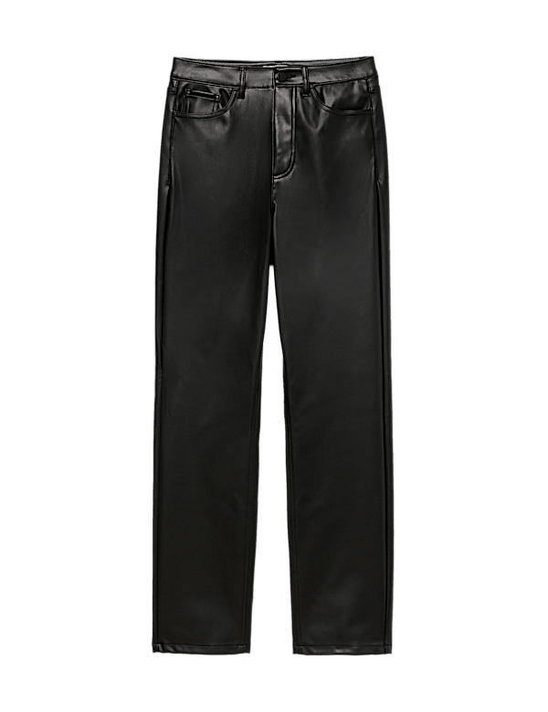 Faux Leather Straight Leg Trousers